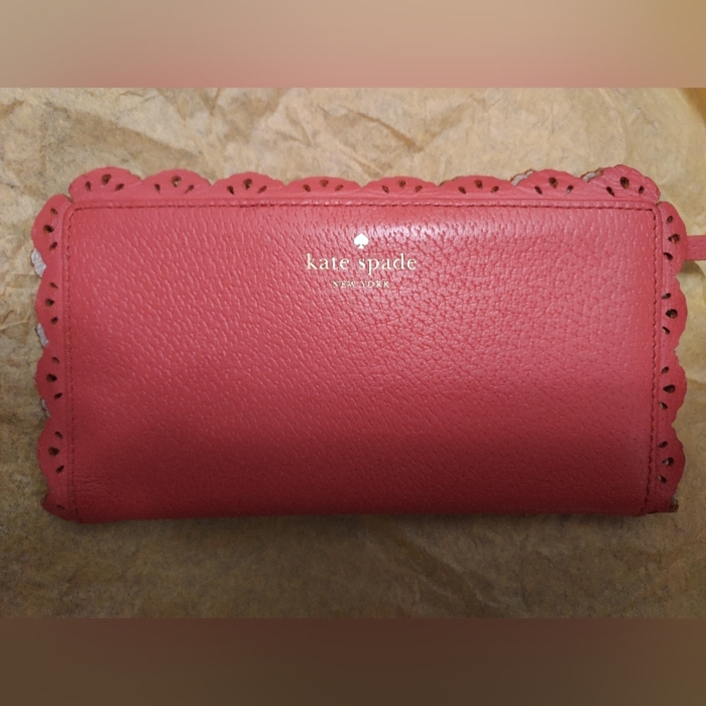 Kate Spade Scalloped Wallet In Rasberry (see Photos)